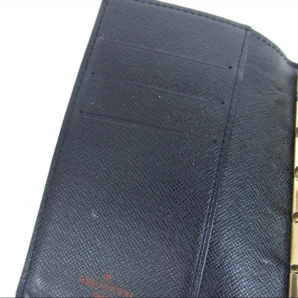 Louis Vuitton black Textured Wallet agenda Epi leather